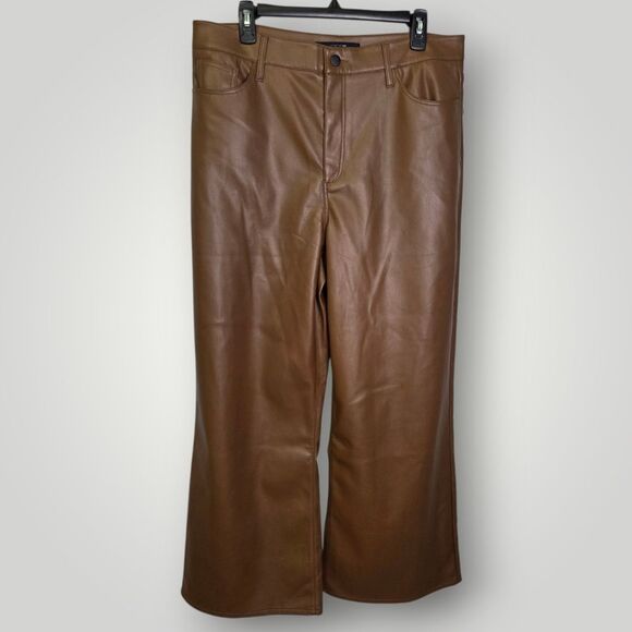 Joe's Jeans Faux Leather Wide Leg Pants Brown Size 33 - Picture 2 of 8